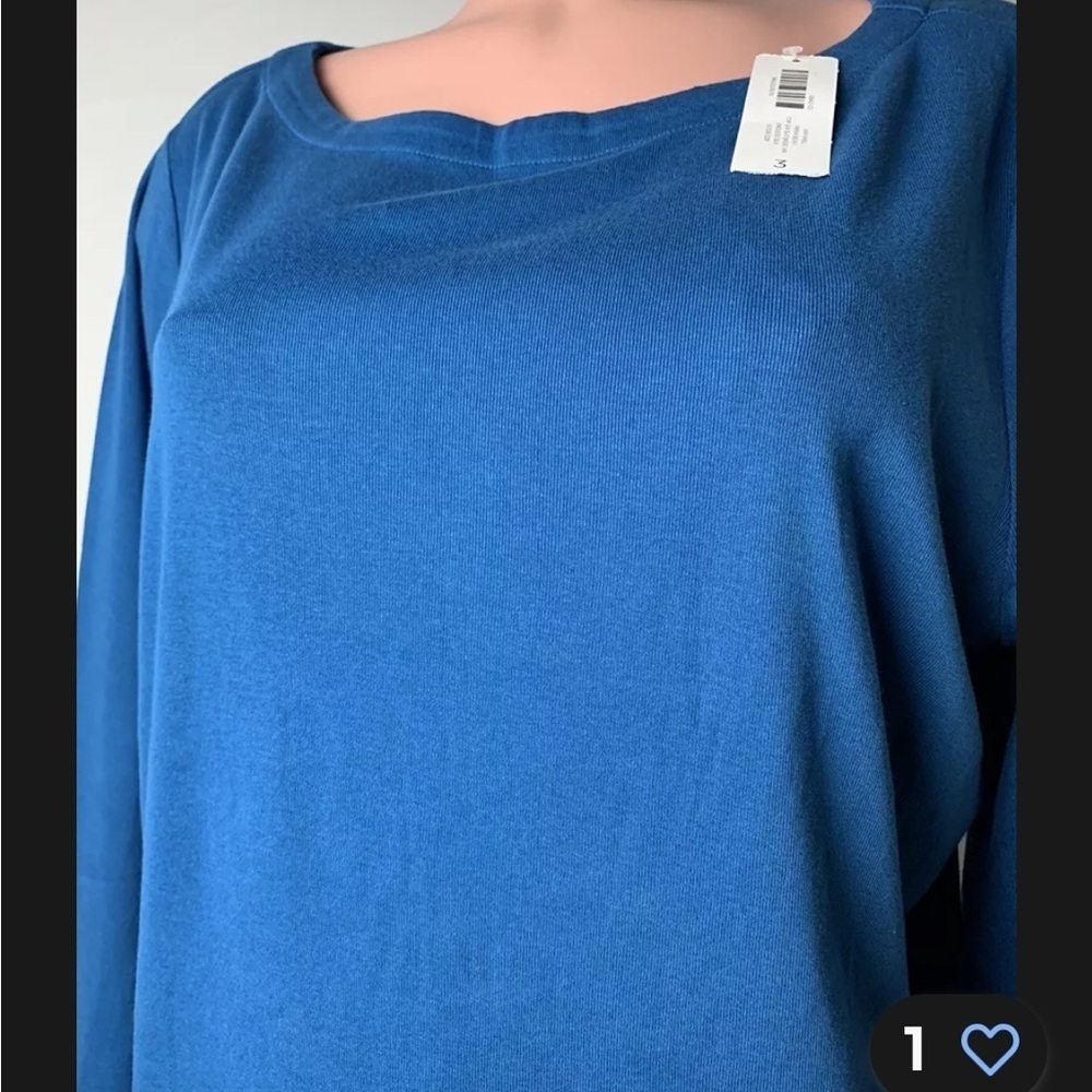 Chico's Women 3/4 Sleeve Boat Neck 100% Cotton Blue Size 3. NWT - Picture 3 of 12
